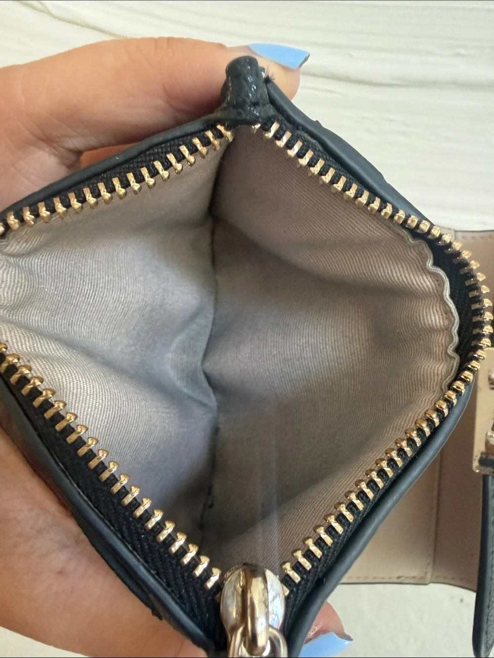 kate spade Black Pebbled Leather Wallet with Gold Lock